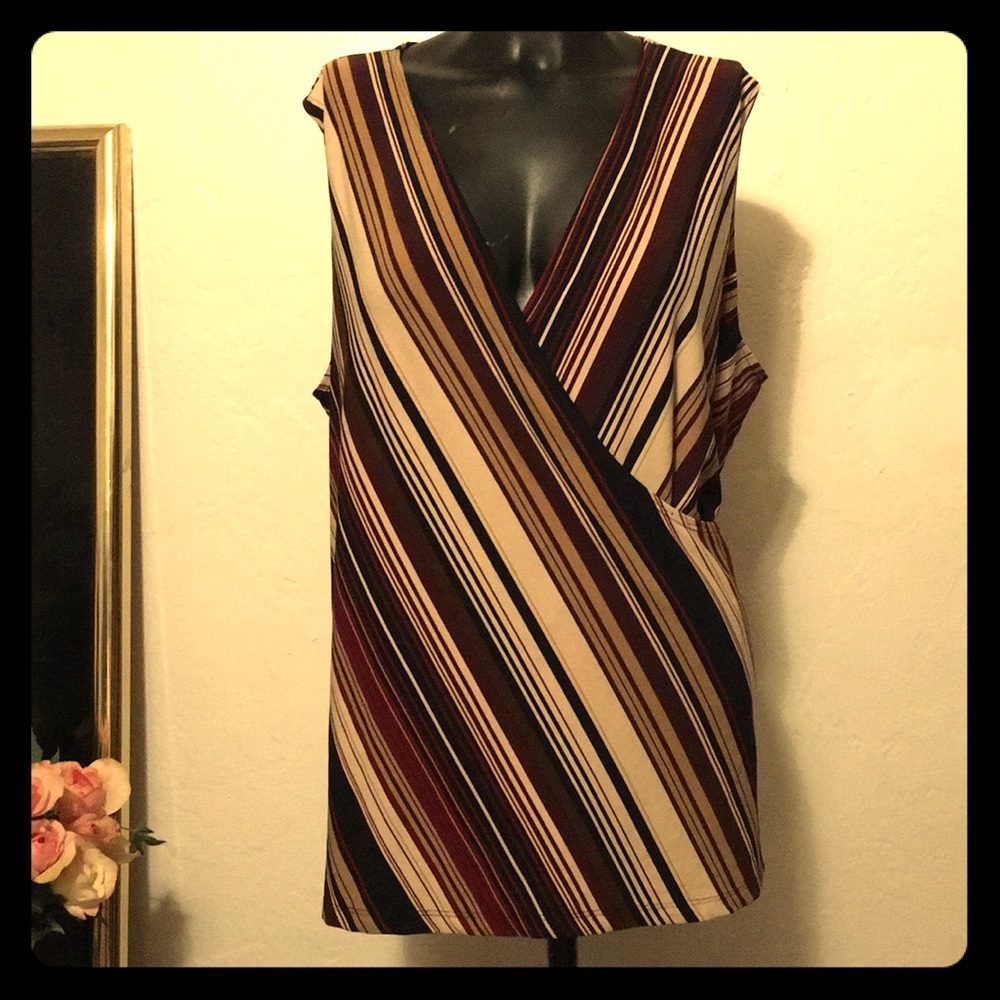 Lane Bryant Sleeveless Strips Blouse